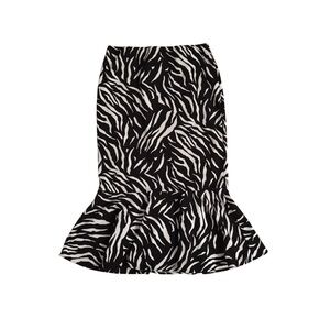 Messini Black & White Zebra Print Ruffled Hem Skirt